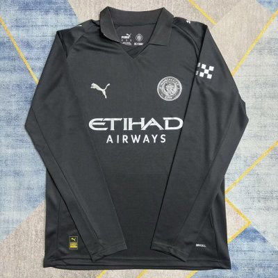 2526 m city black long sleeves soccer jersey size S-4XL